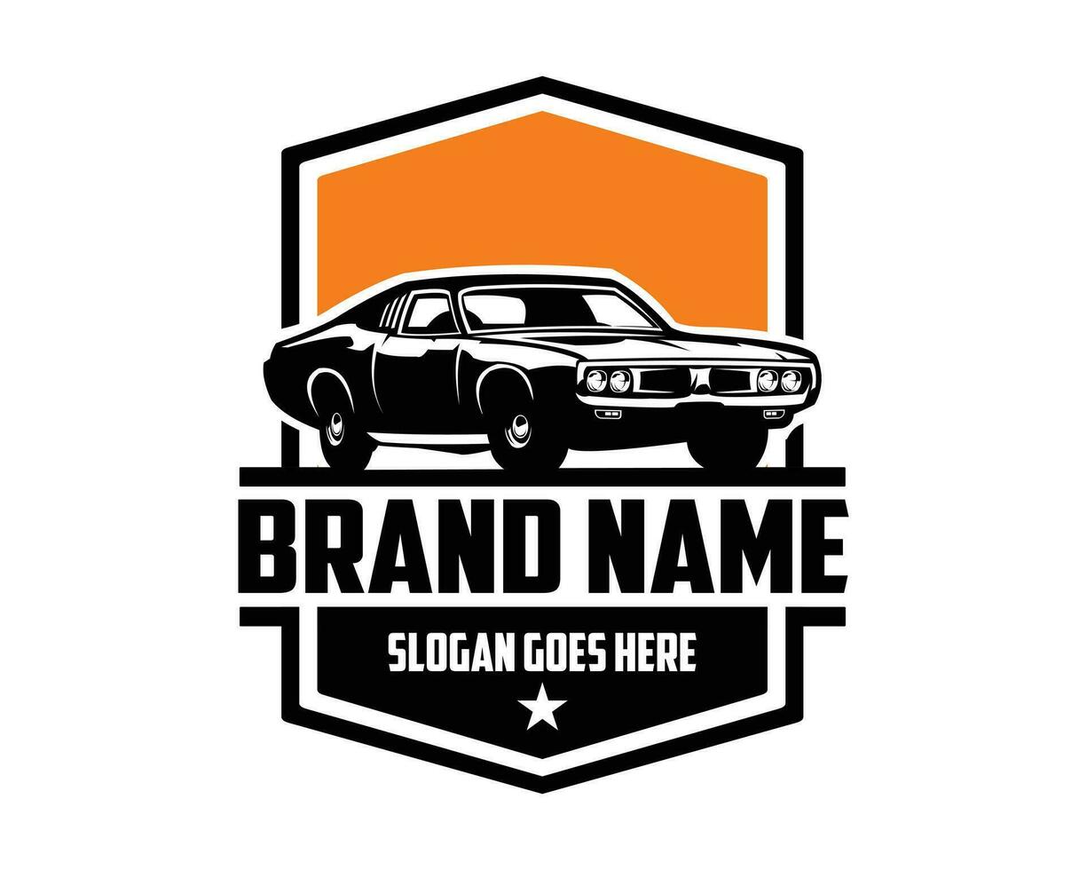 1969 dodge super bee car vector illustration. silhouette design. isolated white background showing from side with amazing sunset view. Best for logo, badge, emblem, icon, sticker design, car industry