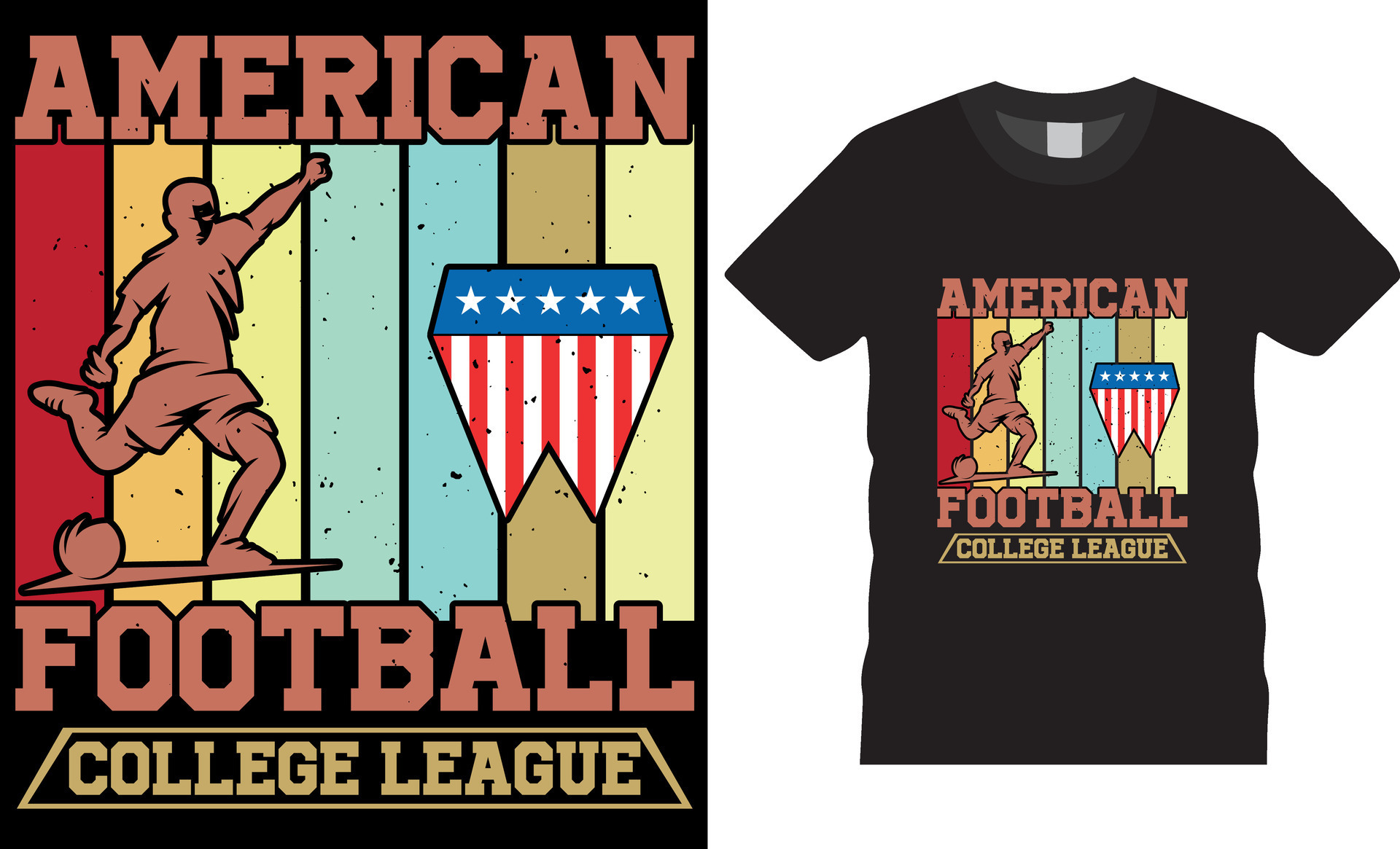 Premium vector American football college league T shirt design Premium vector American football college league T shirt design