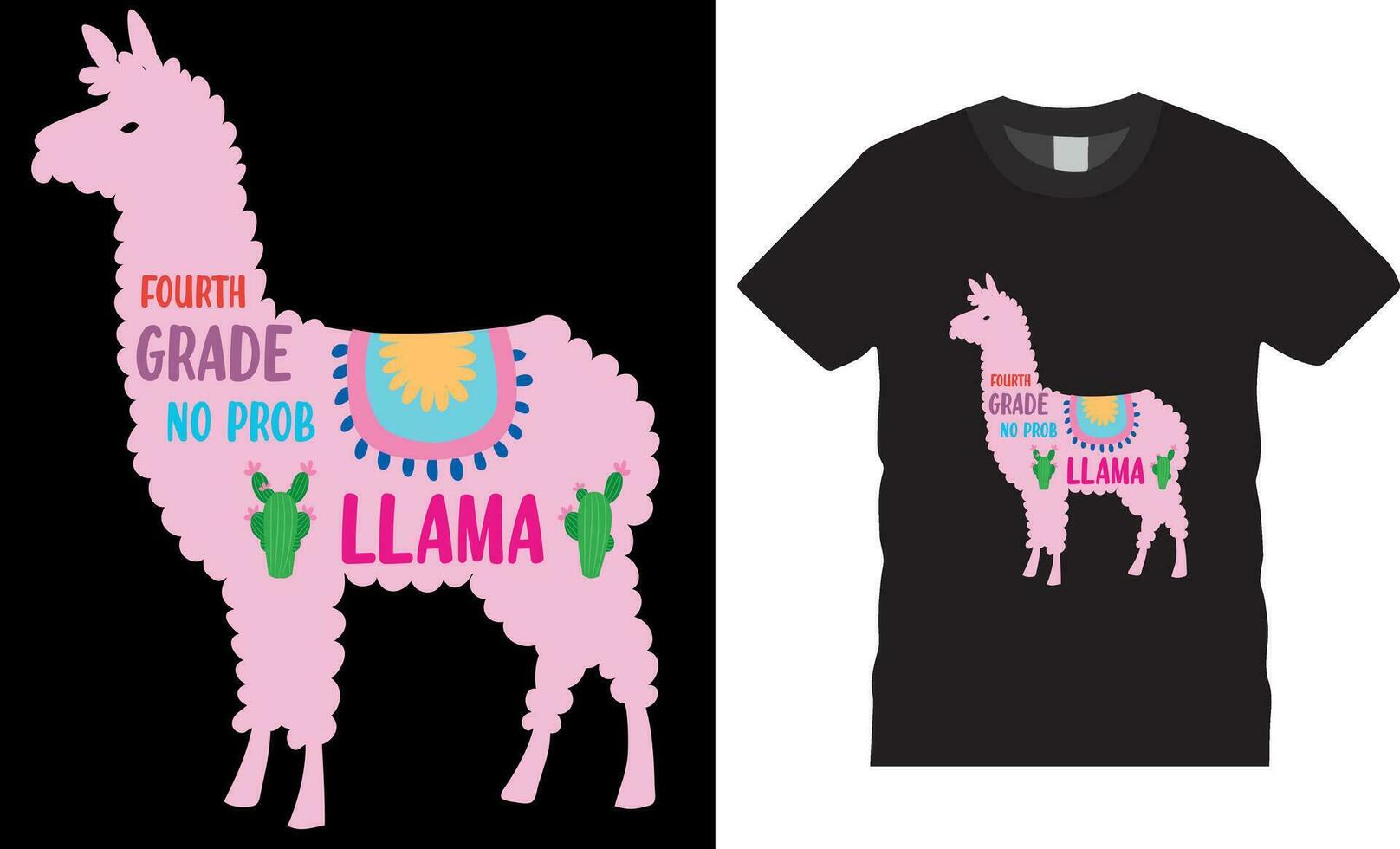 Llama Teacher fourth grade no prob llama Shirt welcome Back to First Day School vector