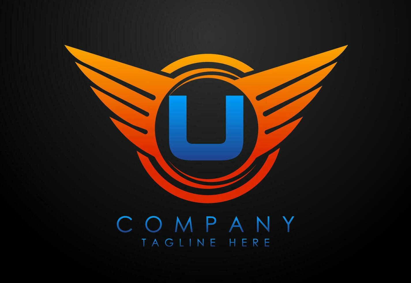 English alphabet U with wings logo design. Car and automotive vector logo concept
