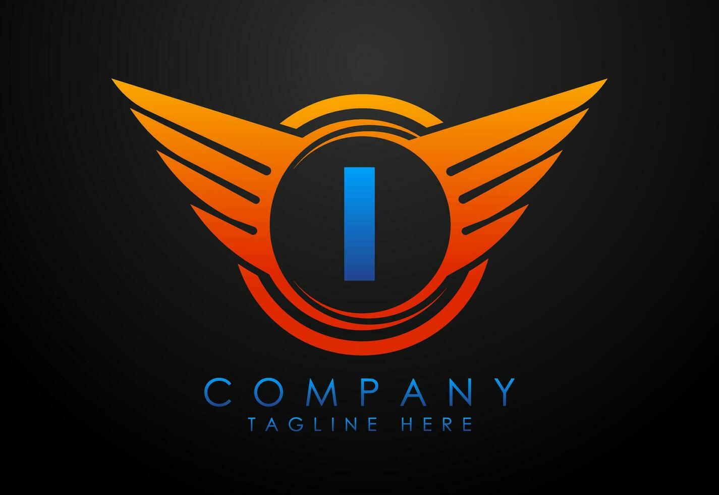 English alphabet I with wings logo design. Car and automotive vector logo concept