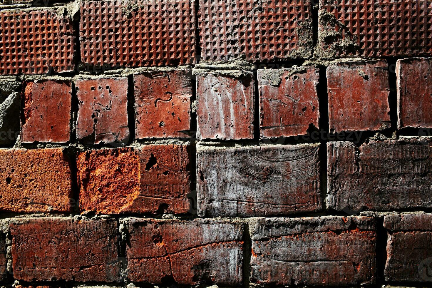 Damaged brick wall photo