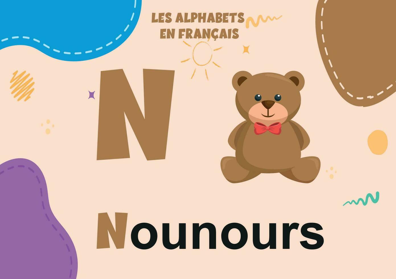 francés alfabeto norte letra preescolar vector