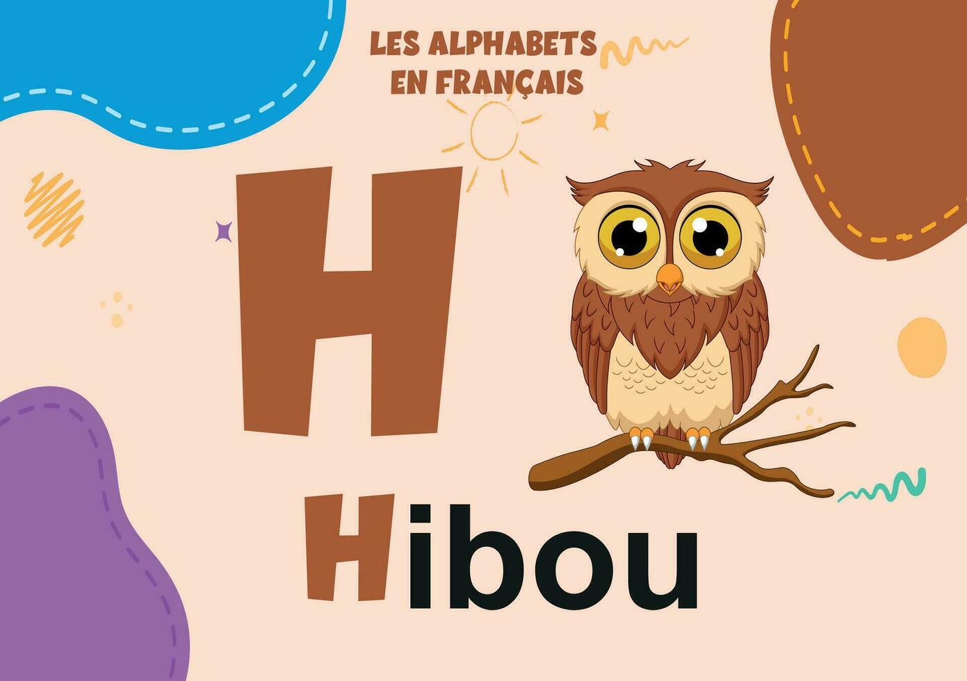 French Alphabet h letter preschool vector