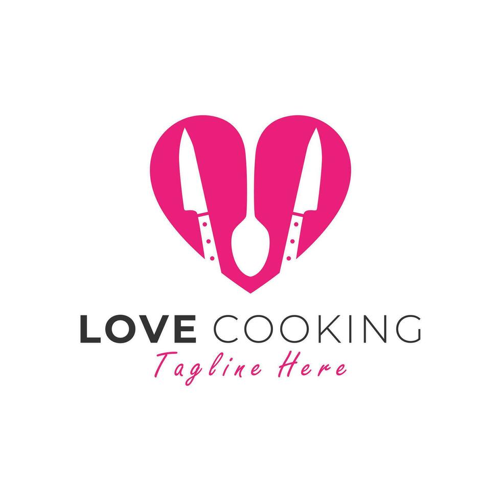 Cocinando amor vector ilustración logo
