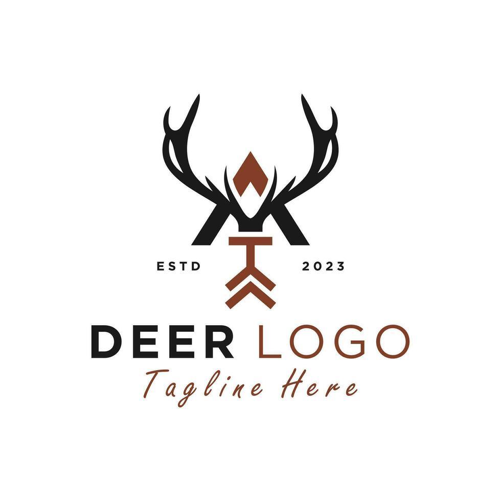 deer vector logo with letter A