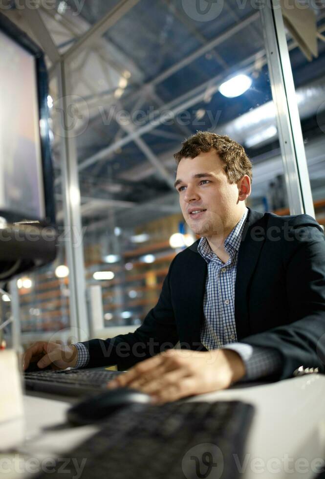 Man at work in the bank. photo