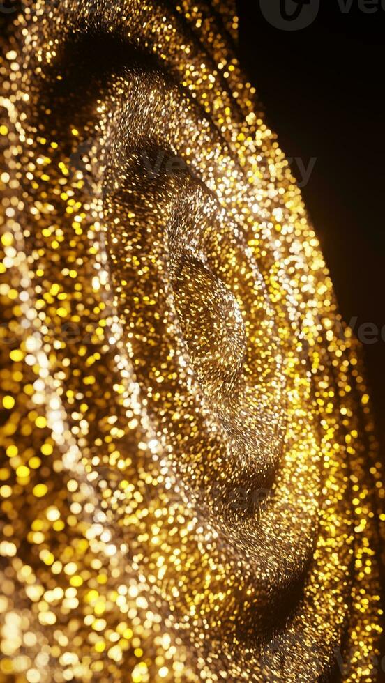 Abstract Glitter Golden particles Flow wave background 3D rendering photo
