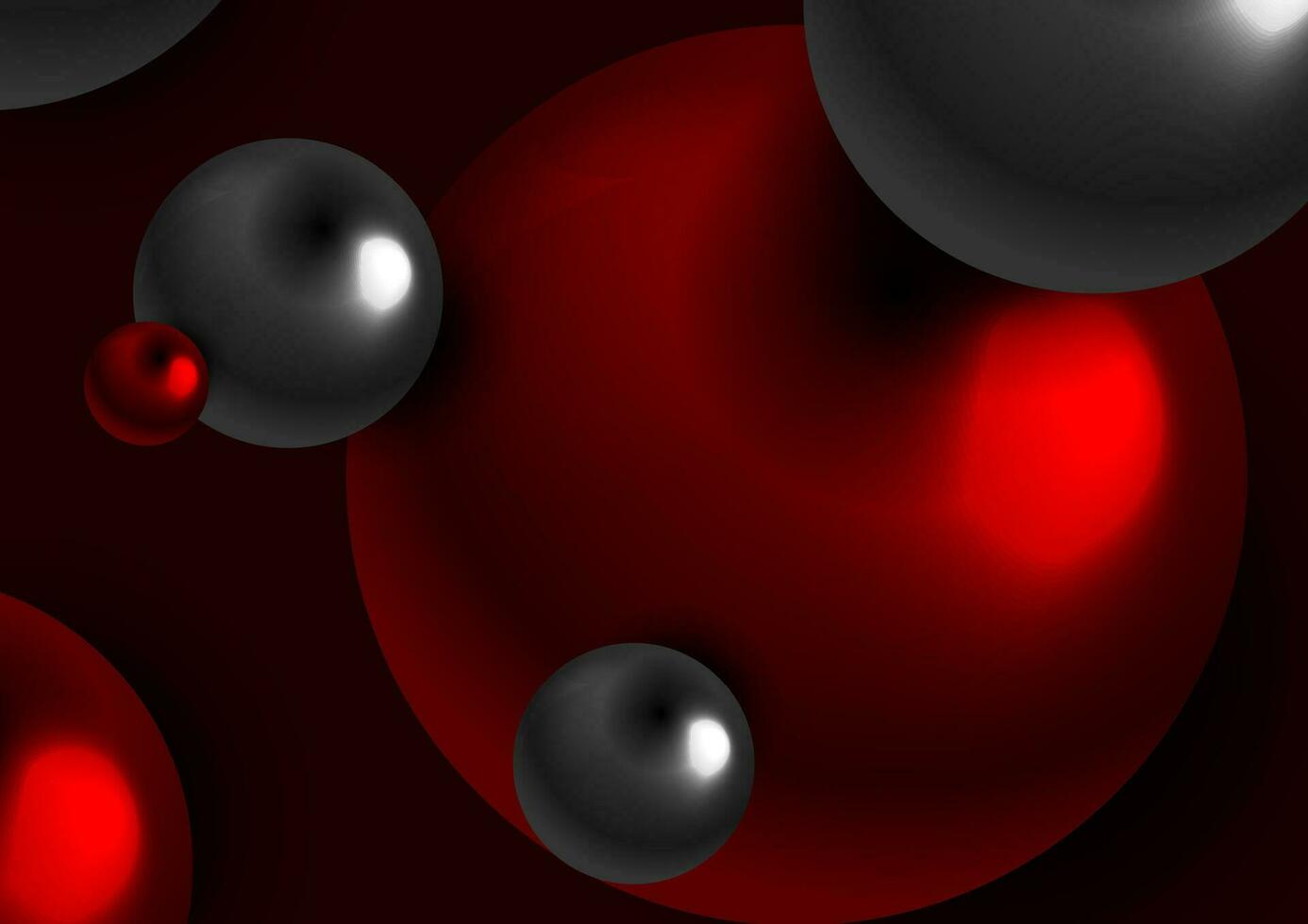 Abstract black and red futuristic 3d spheres geometric background vector