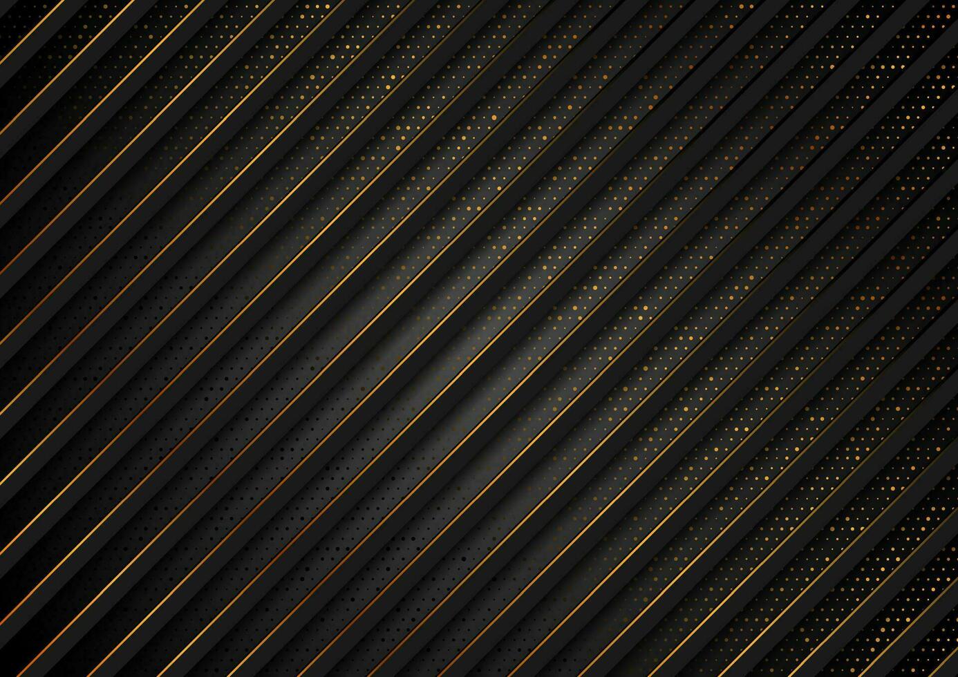 Black tech geometric background with golden dots vector