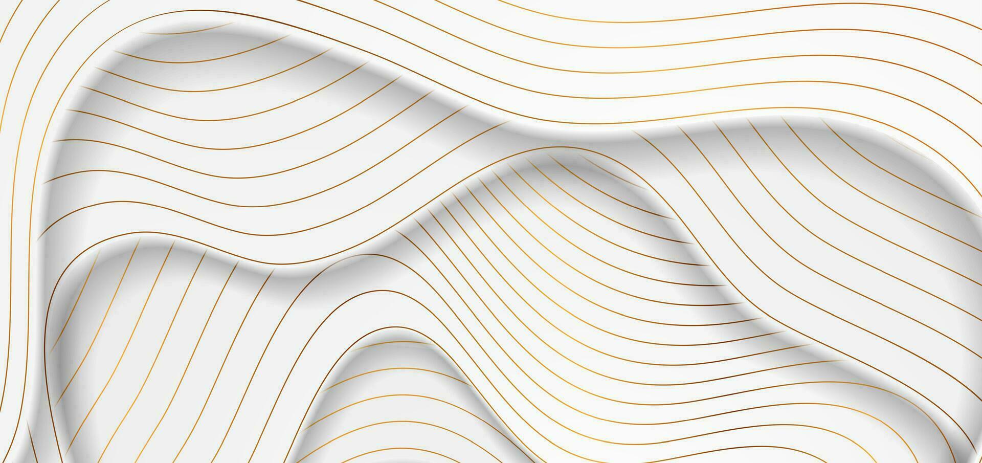 White corporate wavy banner with golden lines vector