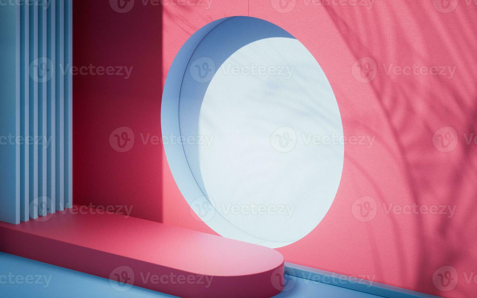 Empty stage with round door background, 3d rendering. photo
