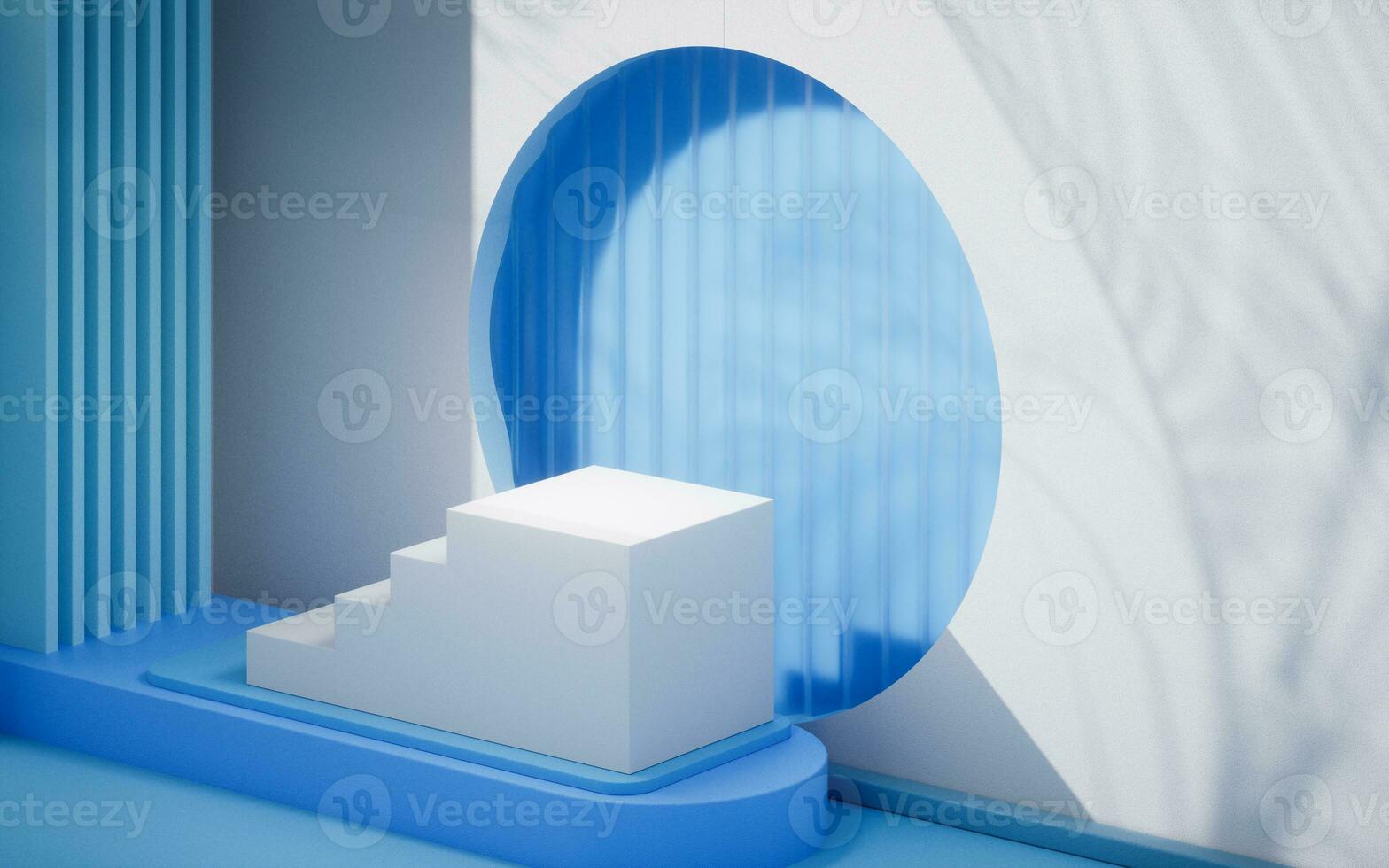 Empty stage with round door background, 3d rendering. photo