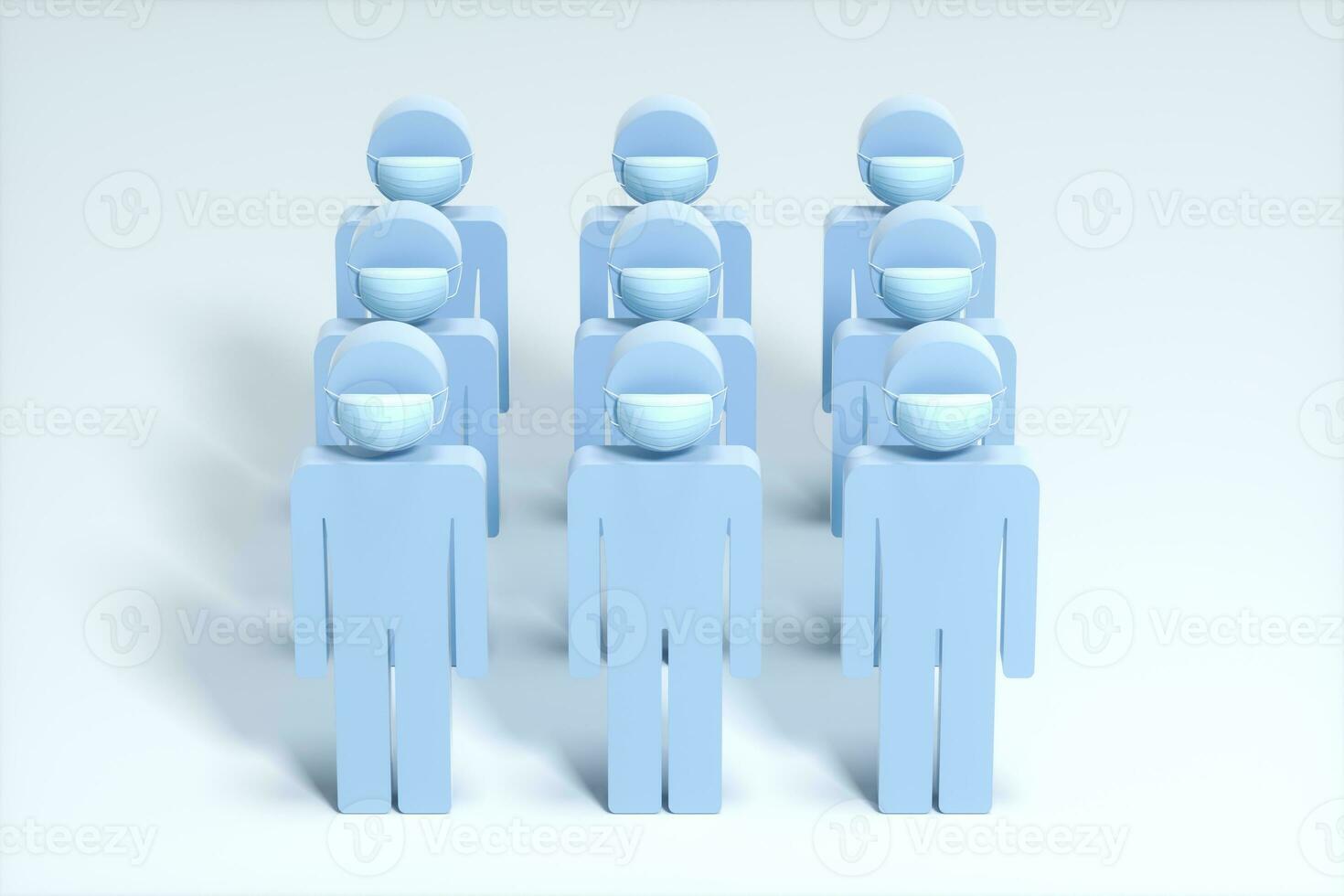 People wear masks with white background, 3d rendering. photo