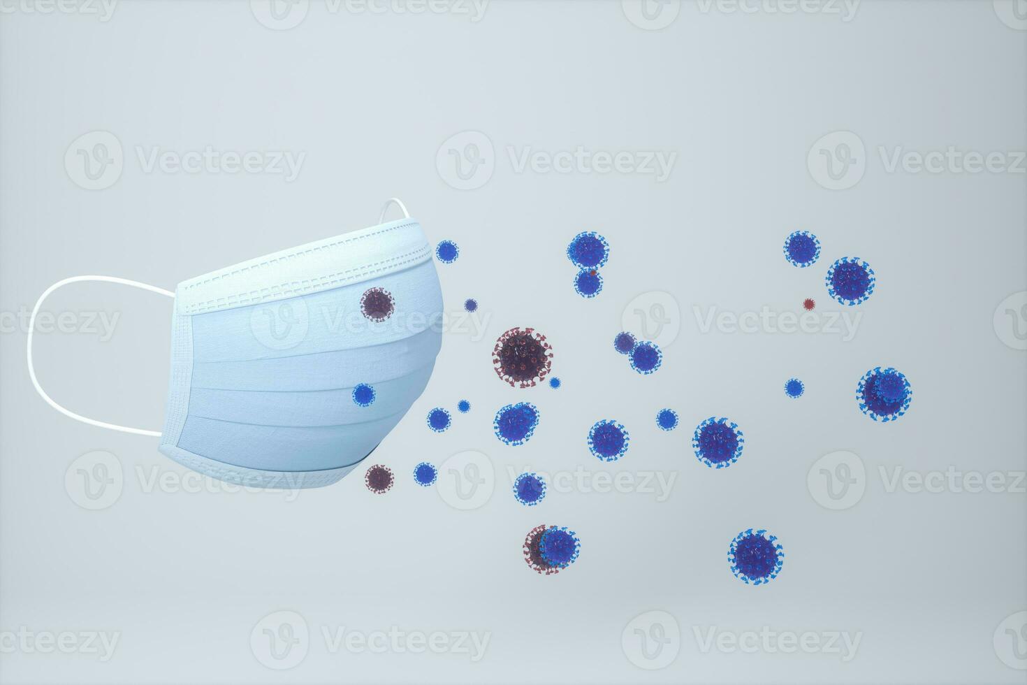 Mask and virus with white background,3d rendering. photo