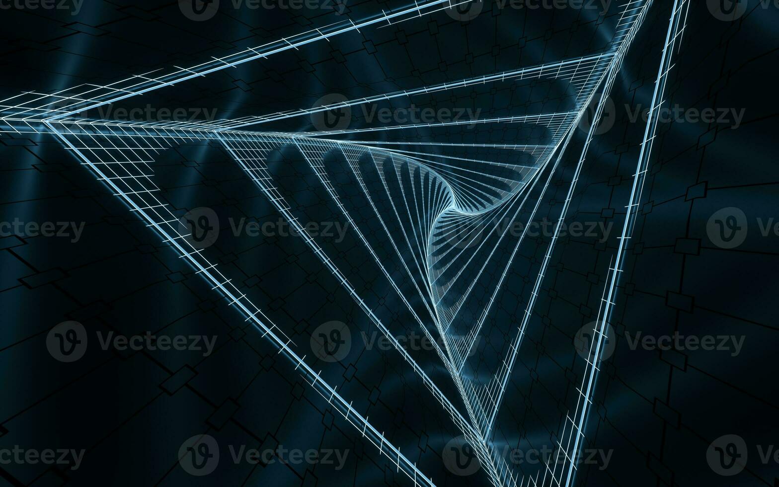 Blue twist cubes with black background, 3d rendering. photo