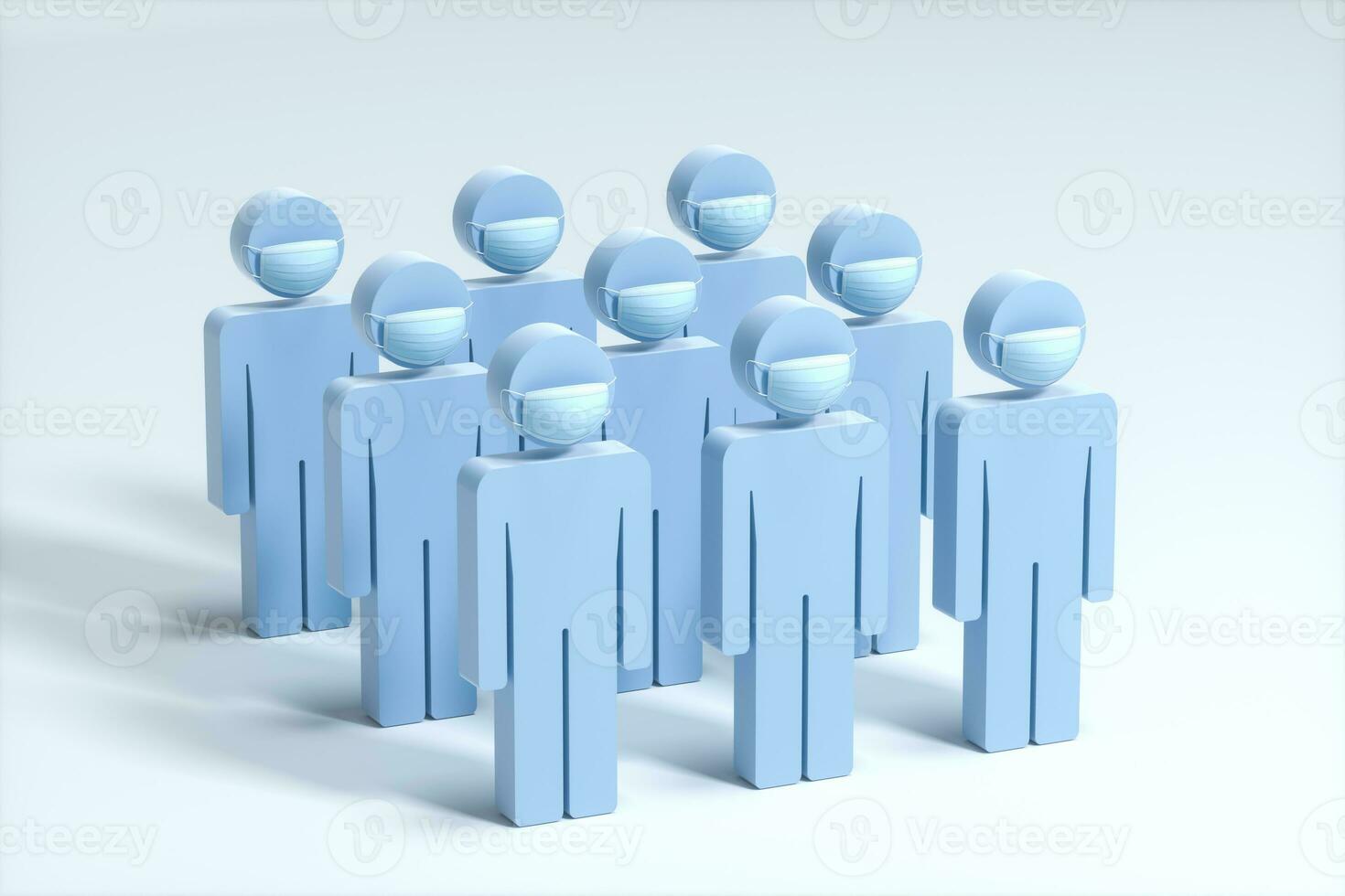 People wear masks with white background, 3d rendering. photo