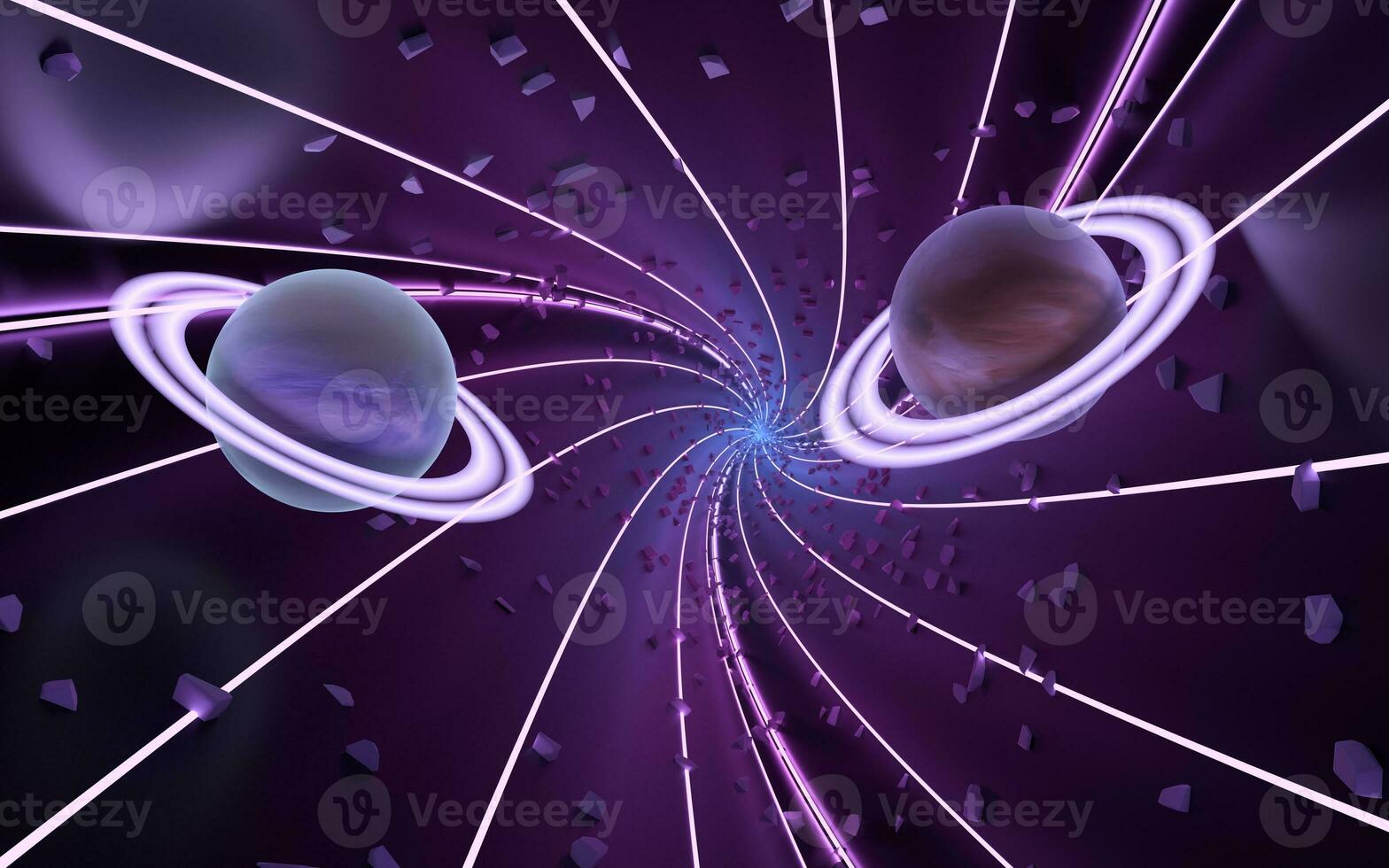 Purple twist cubes with black background, 3d rendering. photo