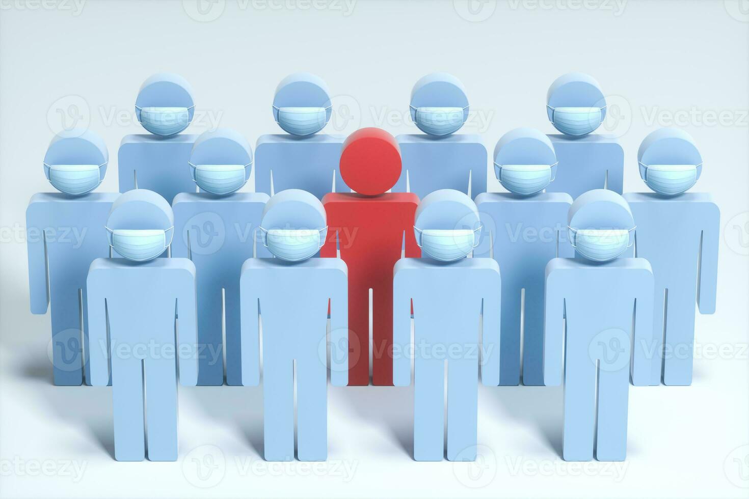 People wear masks with white background, 3d rendering. photo