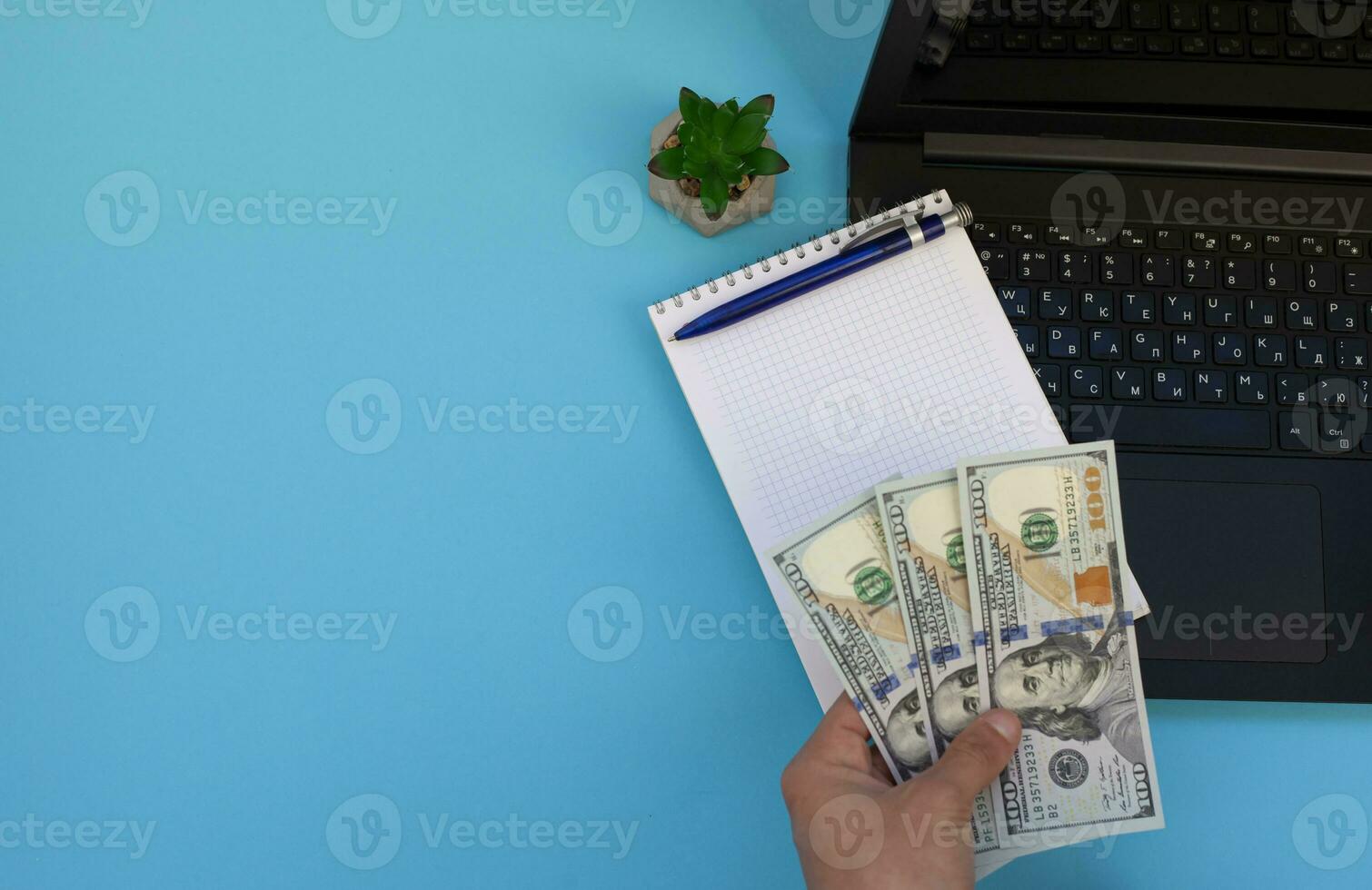 Business Money. Top view. Free space for text. photo