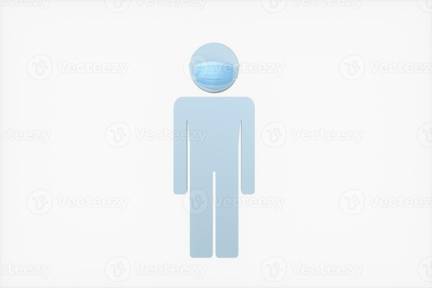 People wear masks with white background, 3d rendering. photo