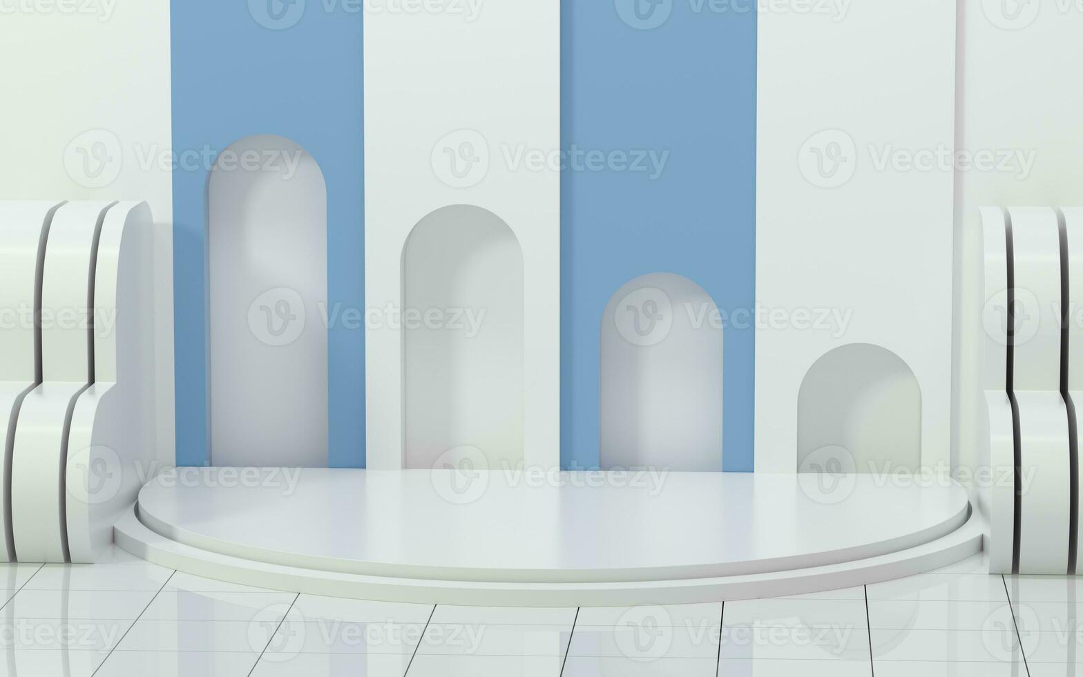 Empty stage in the minimalistic room, 3d rendering. photo