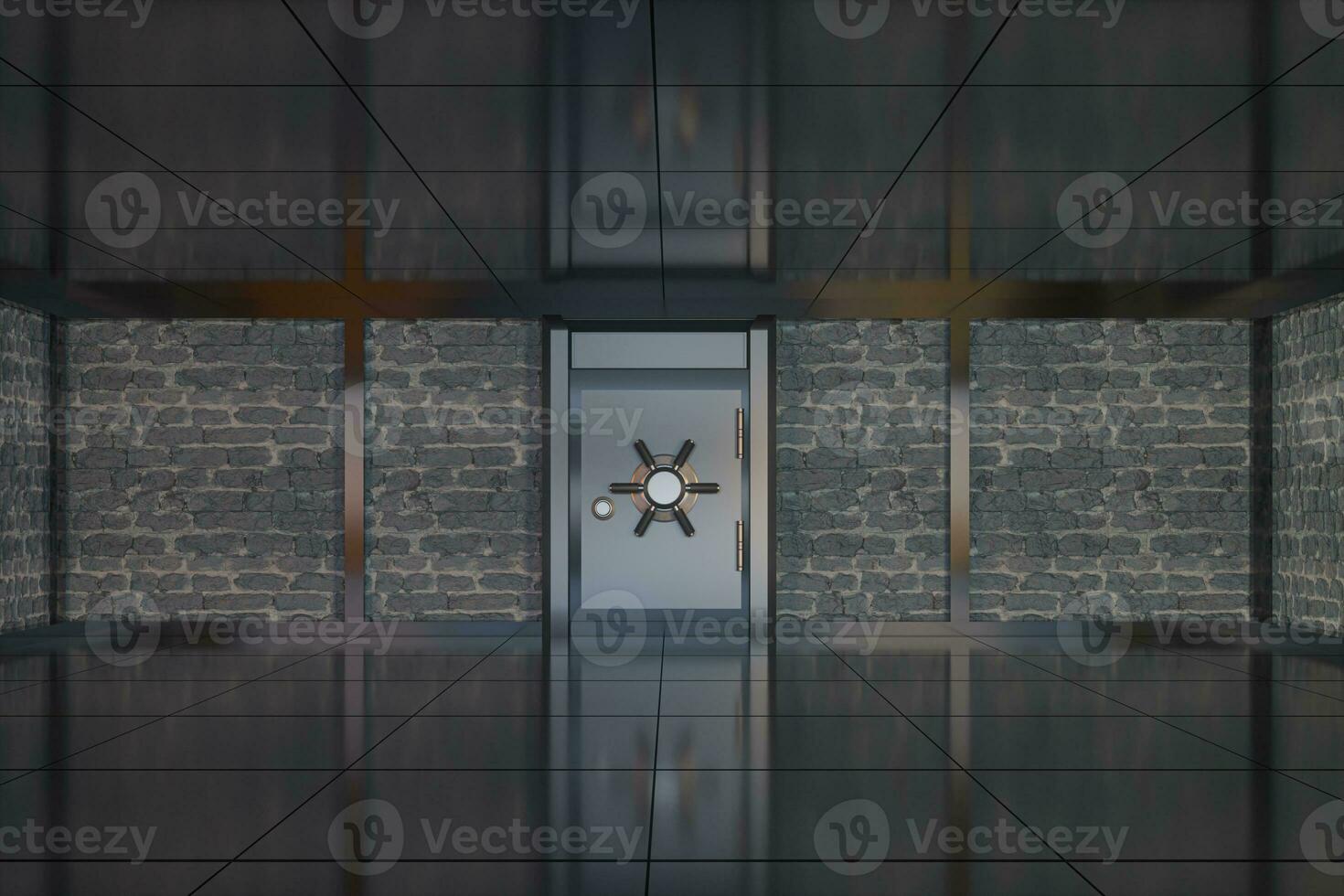Safety gate and coded lock,abstract conception,3d rendering. photo