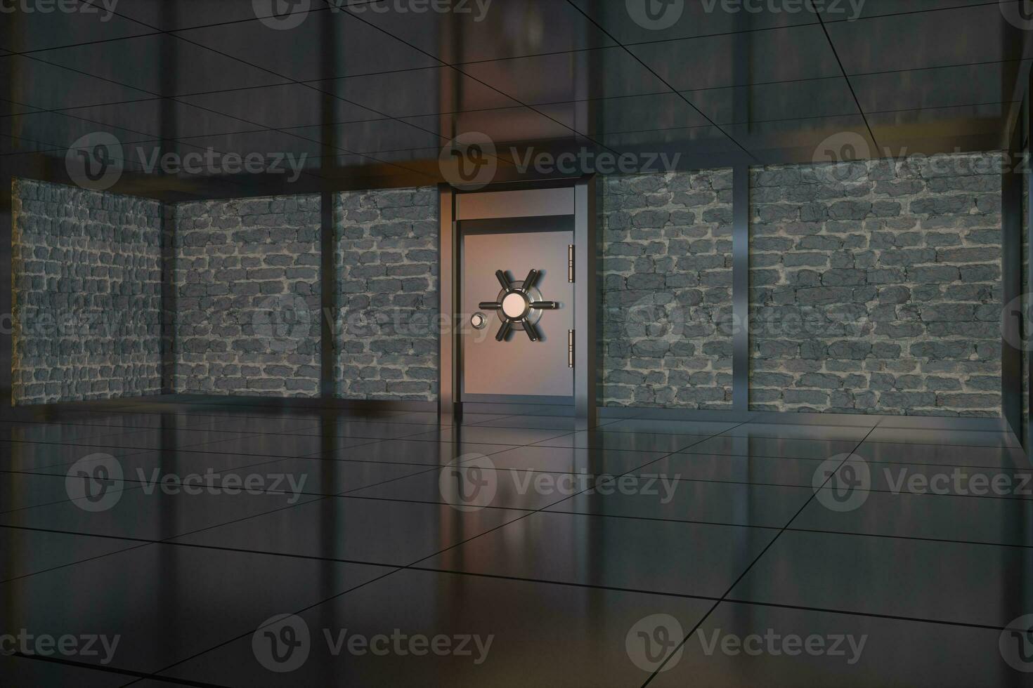 Safety gate and coded lock,abstract conception,3d rendering. photo