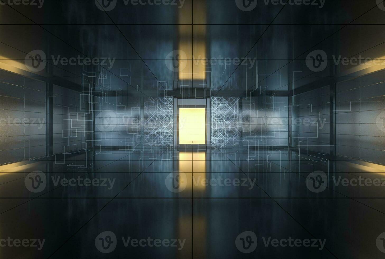 Safety gate and coded lock,abstract conception,3d rendering. photo