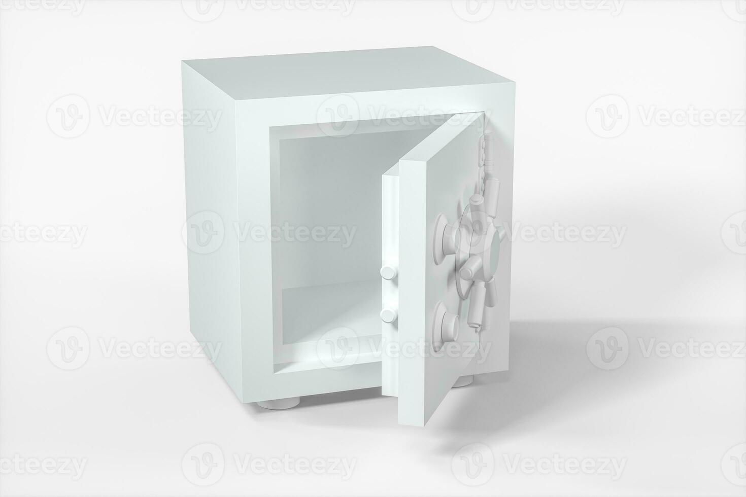 Mechanical safe, white box model with white background, 3d rendering. photo