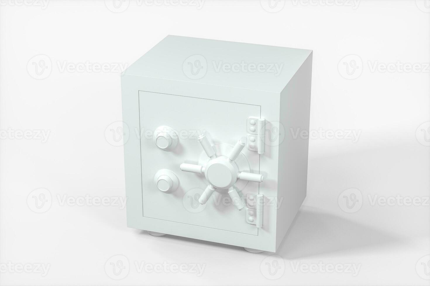Mechanical safe, white box model with white background, 3d rendering. photo