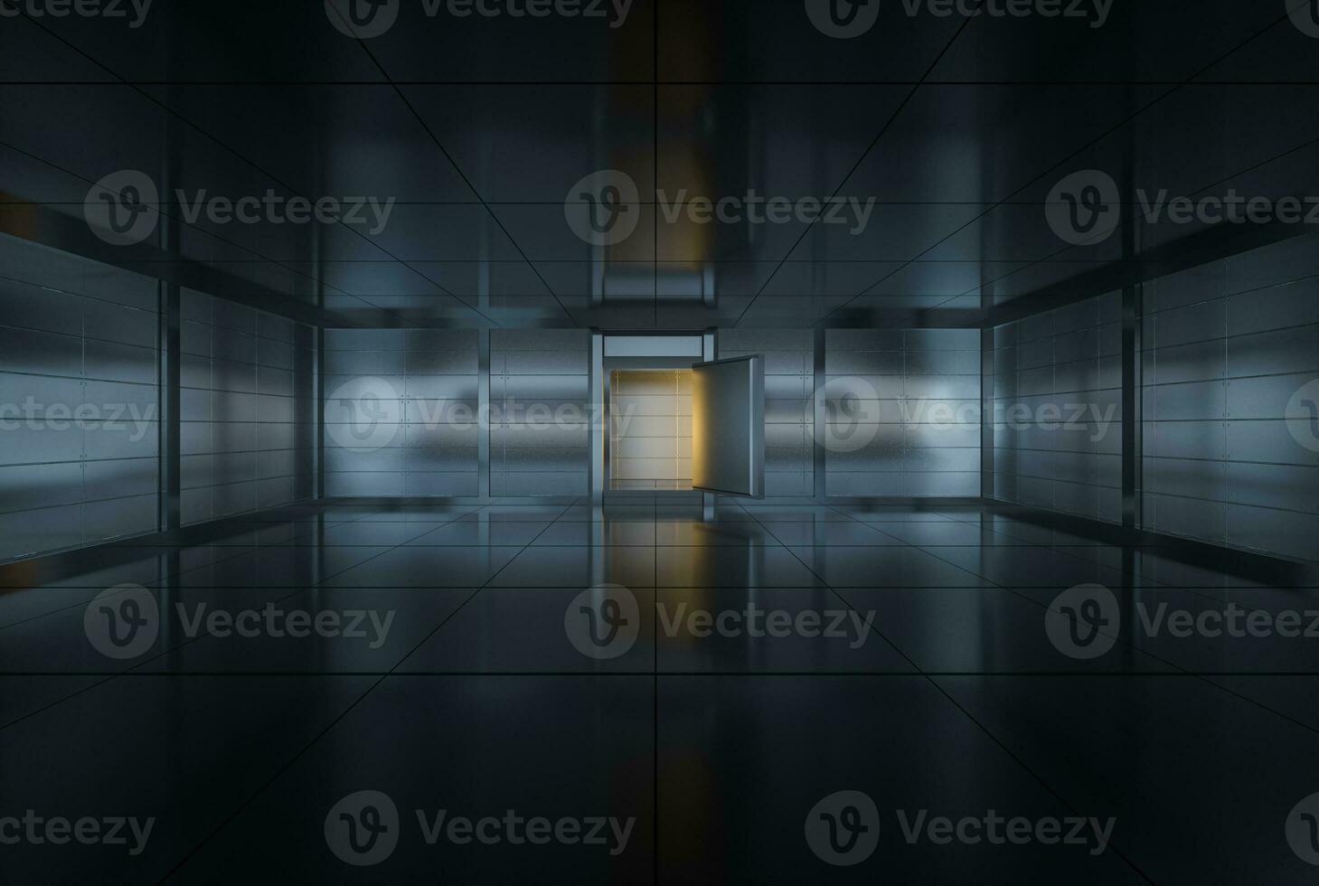 Safety gate and coded lock,abstract conception,3d rendering. photo