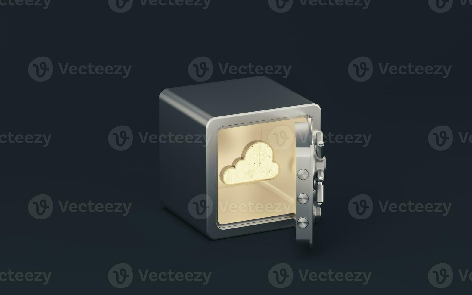 Cloud computing and safe box, 3d rendering. photo