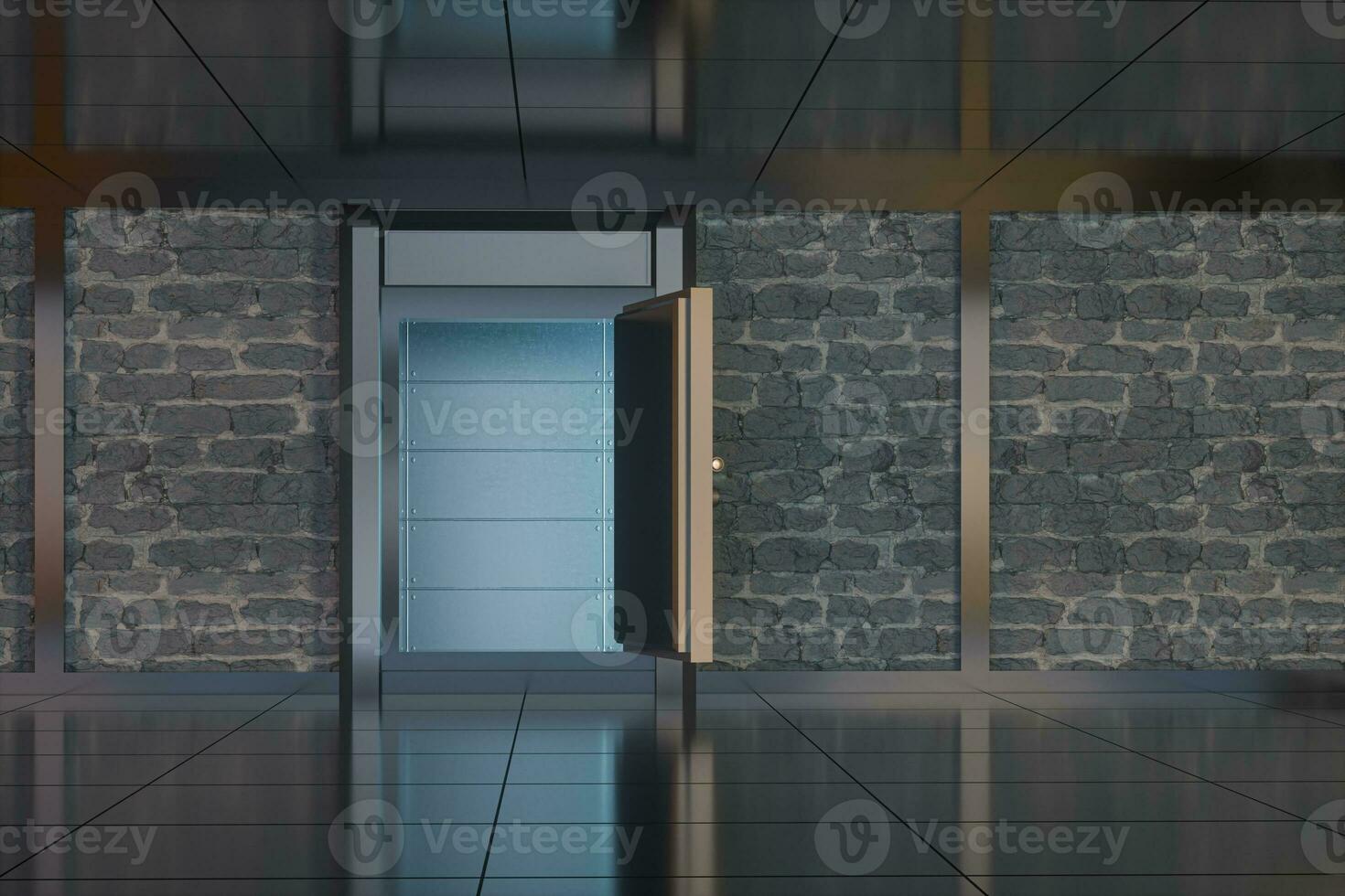 Safety gate and coded lock,abstract conception,3d rendering. photo