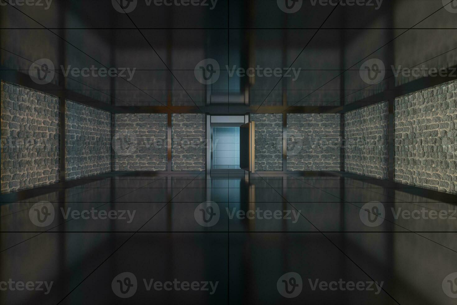 Safety gate and coded lock,abstract conception,3d rendering. photo