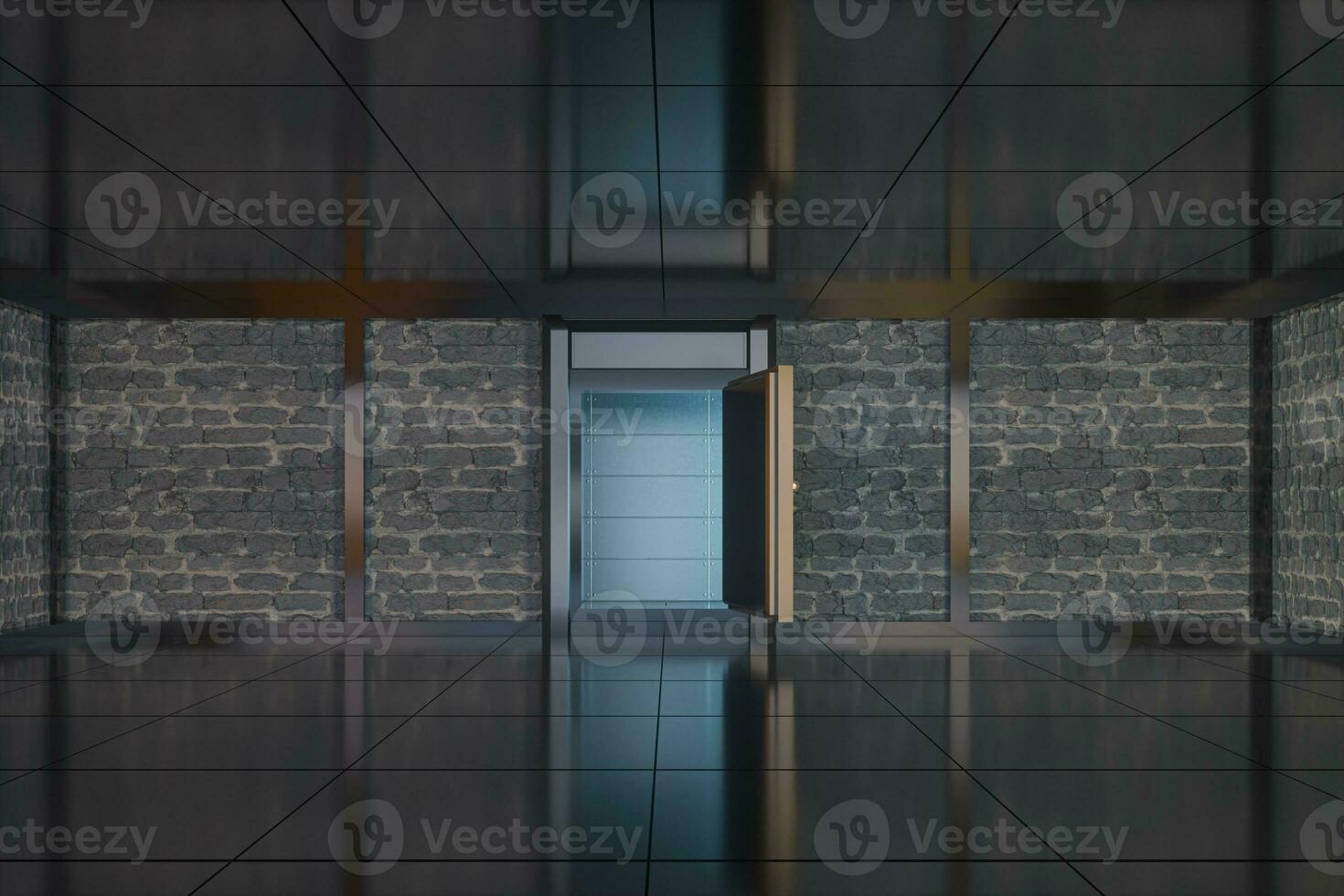 Safety gate and coded lock,abstract conception,3d rendering. photo