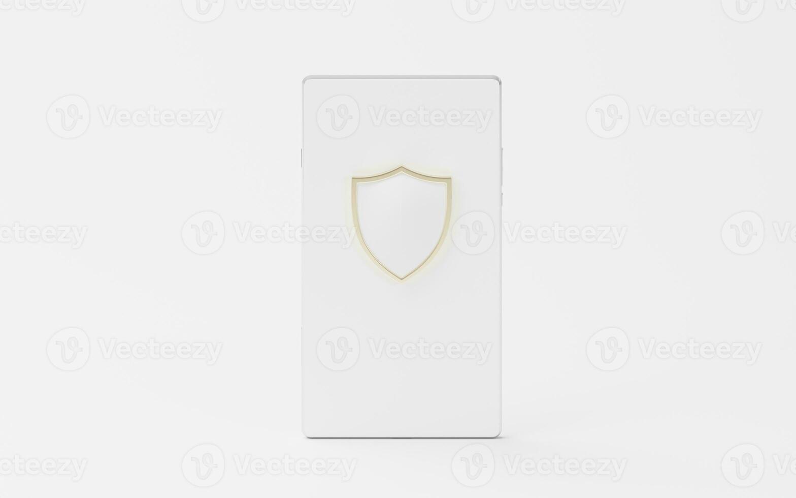 Shields and Mobile phones, 3d rendering. photo