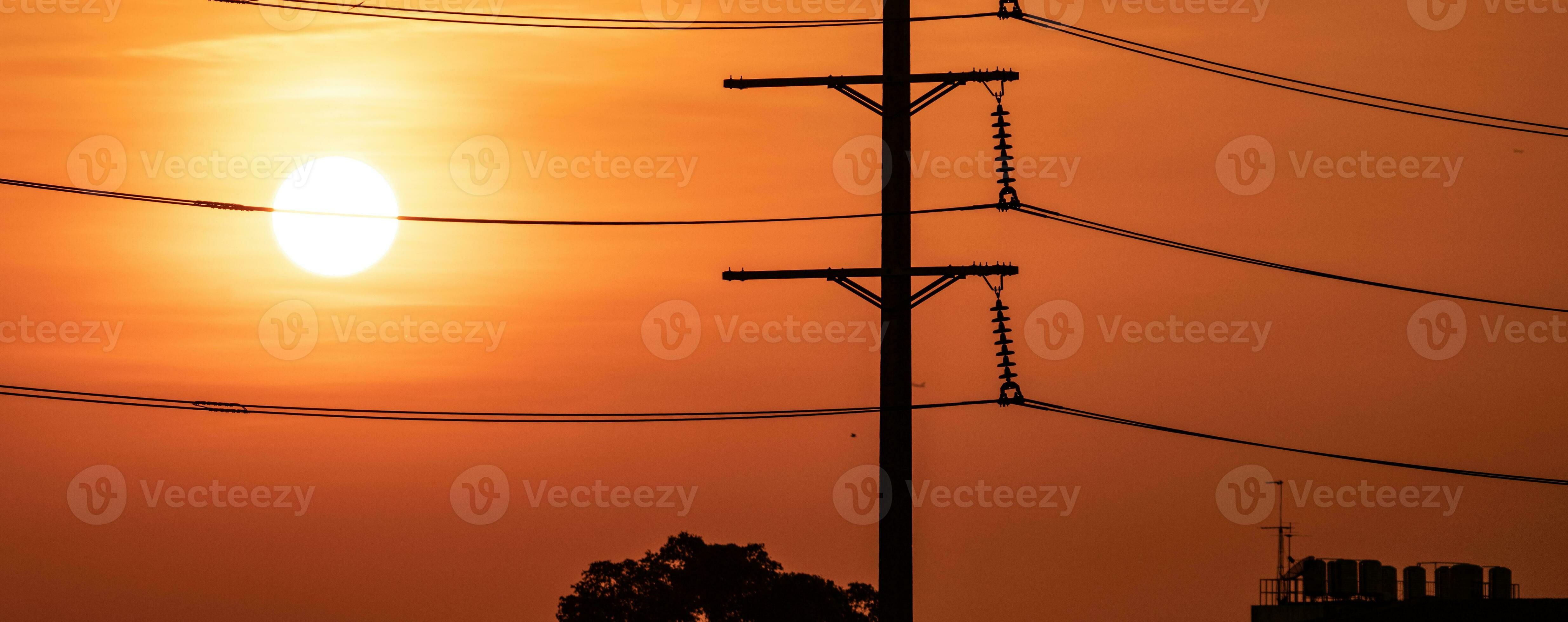 High voltage electric transmission pylon. High voltage power lines