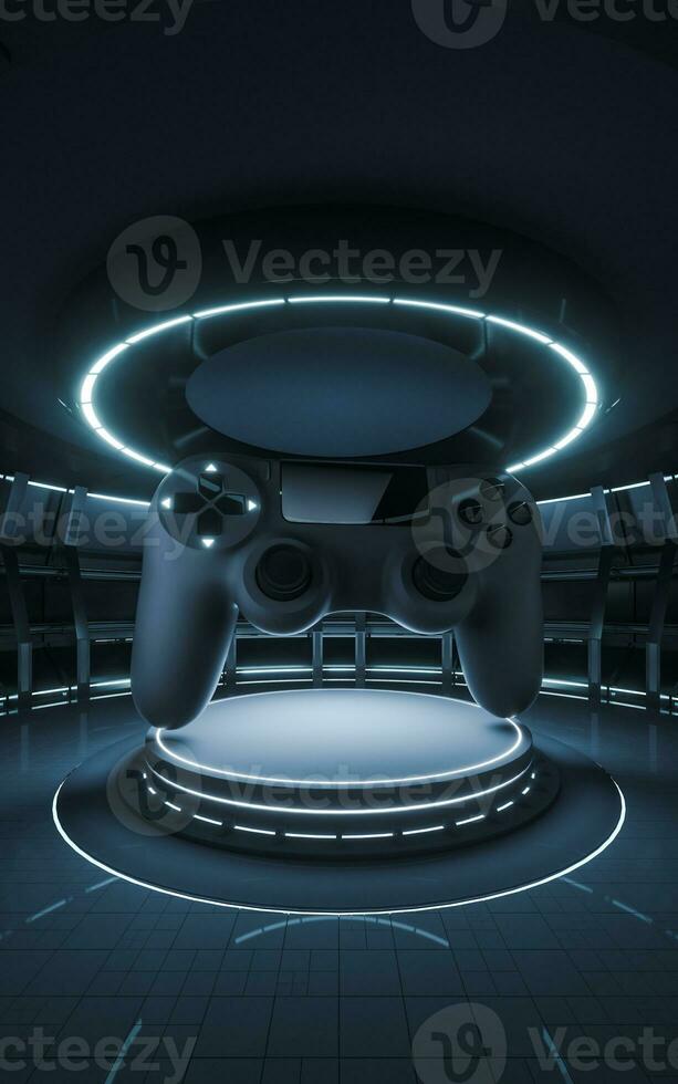 Indoor stage and gamepad, 3d rendering. photo
