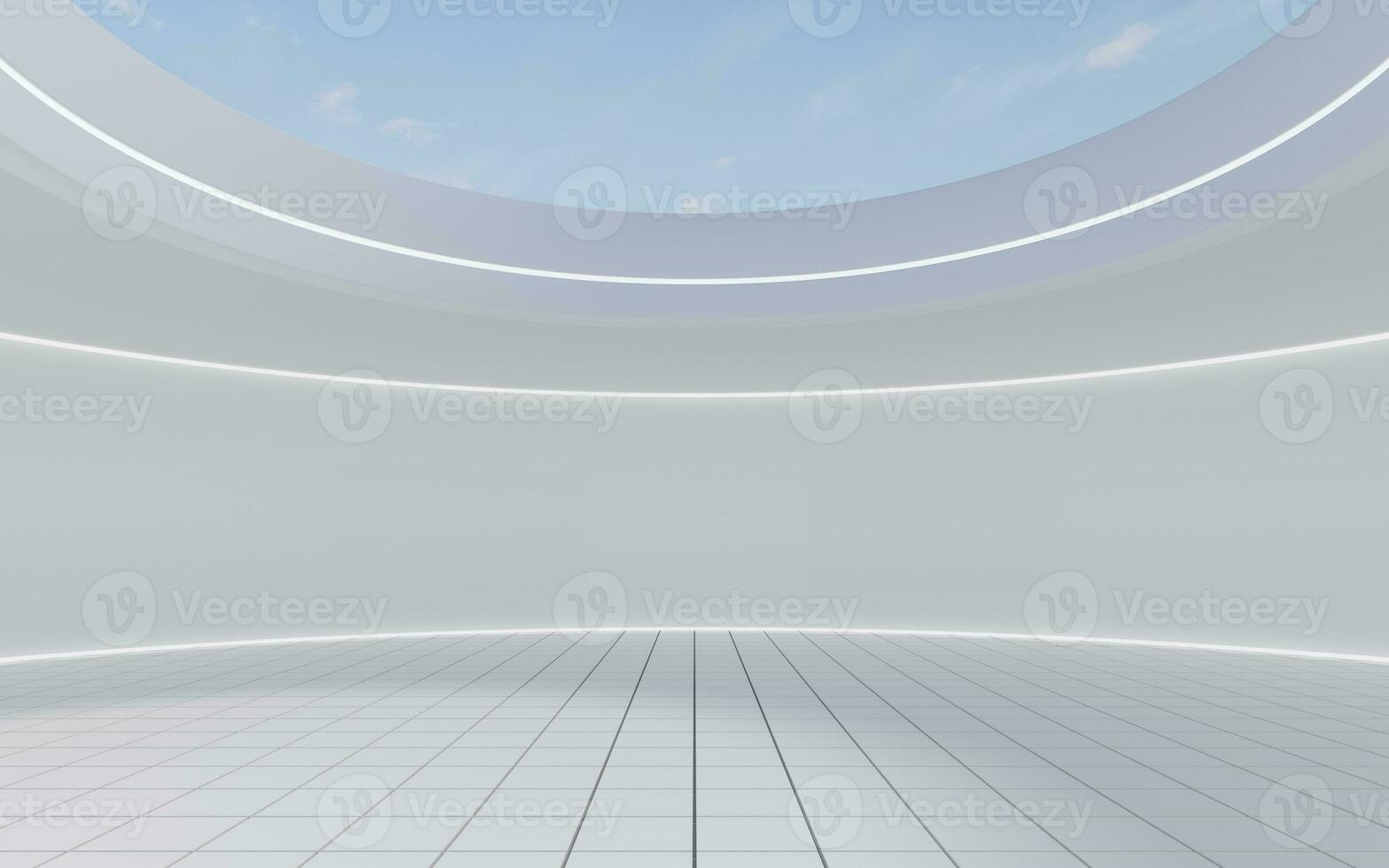 Empty round room with skylight, 3d rendering. photo