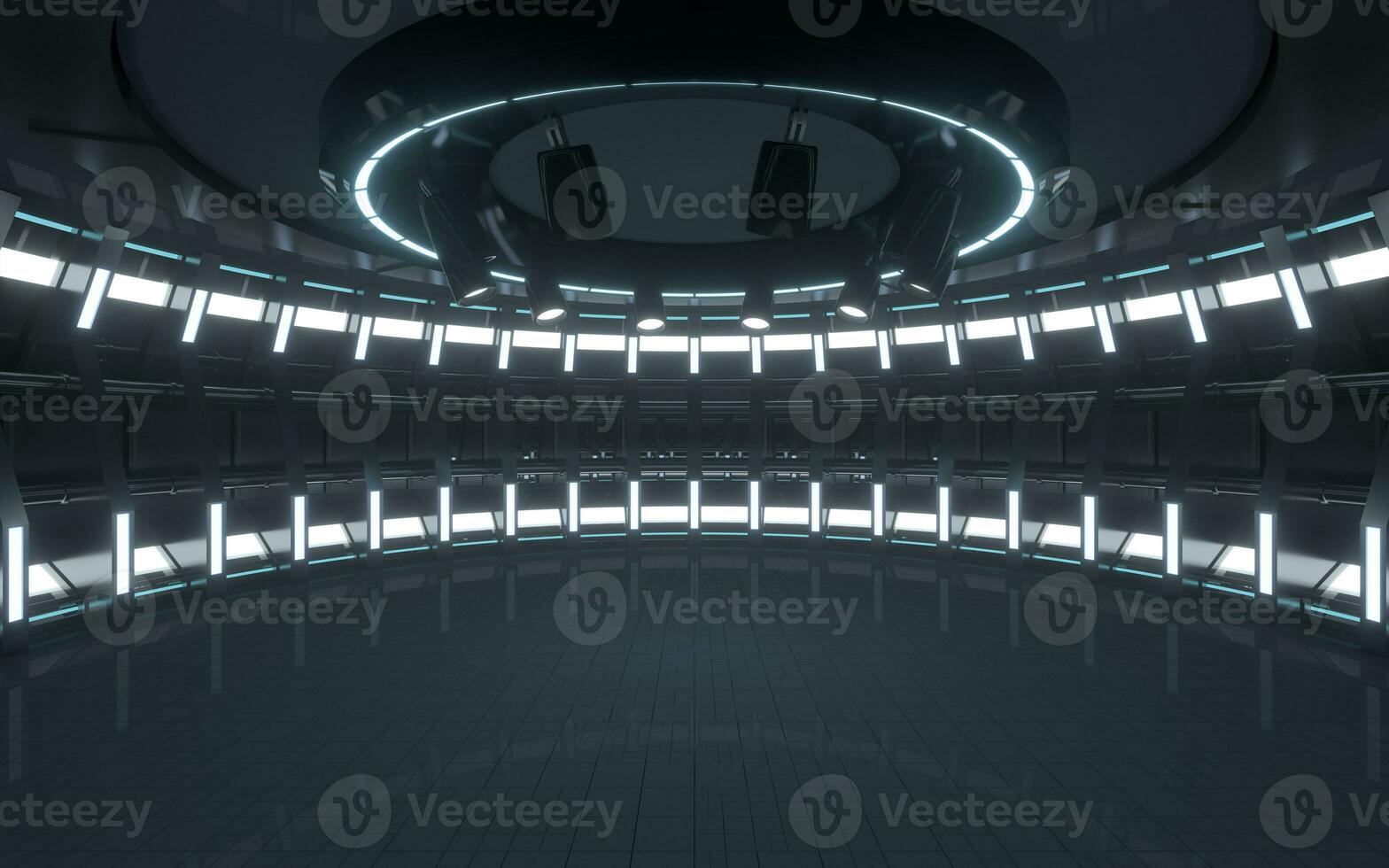 Empty room and spotlights, 3d rendering.. photo