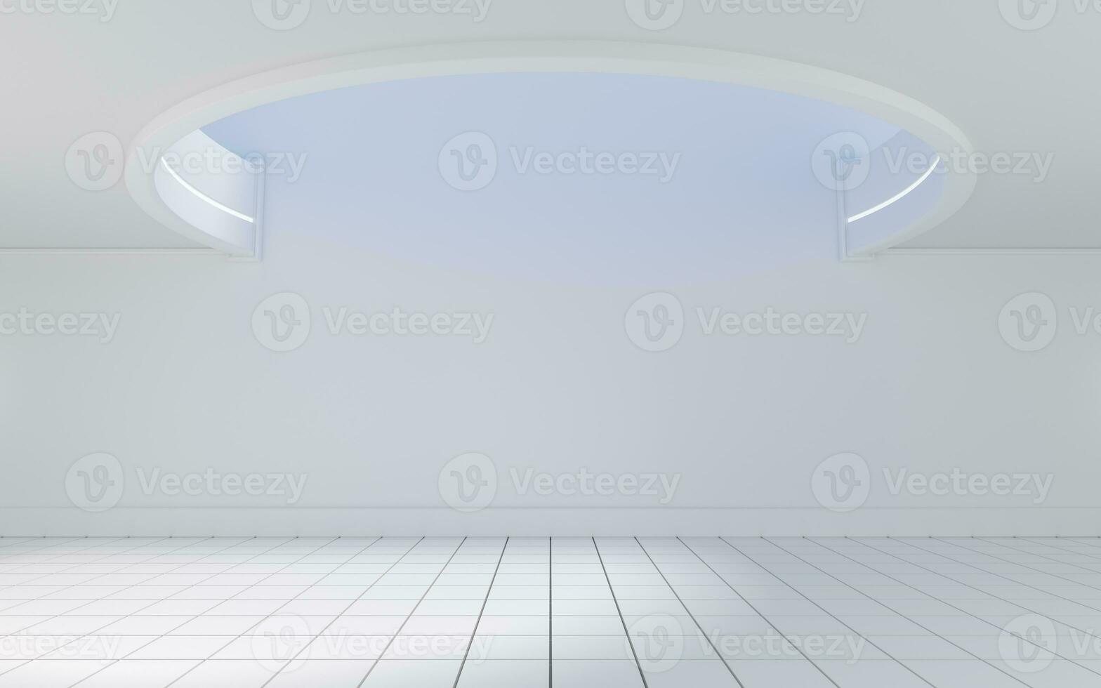 Empty round room with skylight, 3d rendering. photo