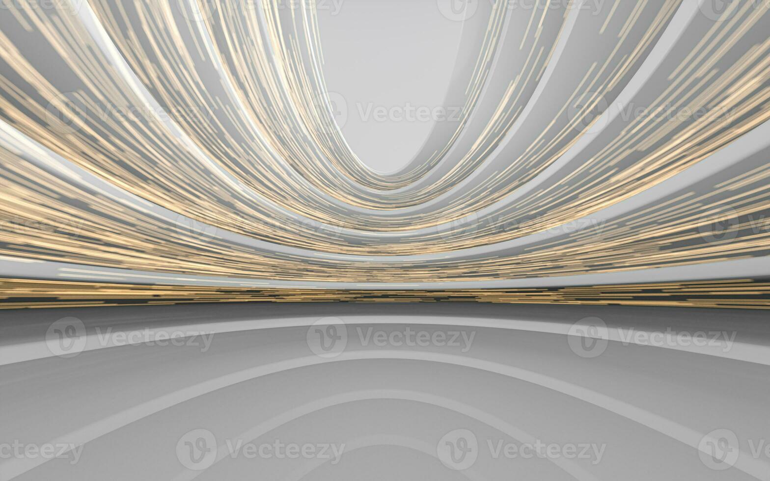 Round empty room with white background, 3d rendering. photo