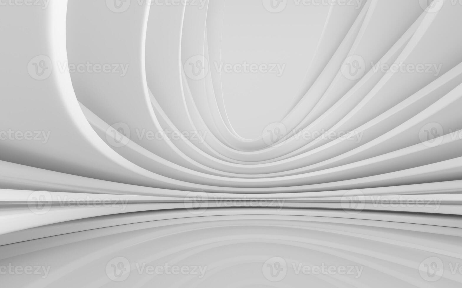 Round empty room with white background, 3d rendering. photo