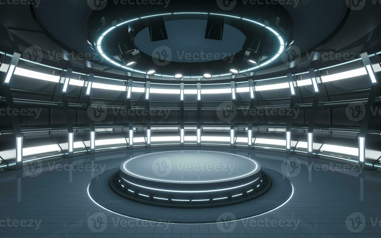Empty room and spotlights, 3d rendering. photo