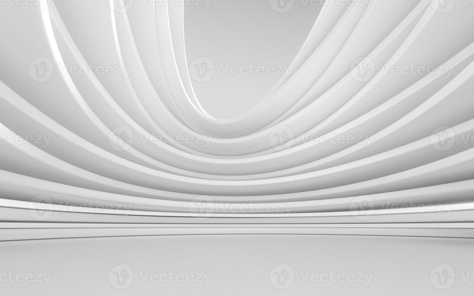 Round empty room with white background, 3d rendering. photo