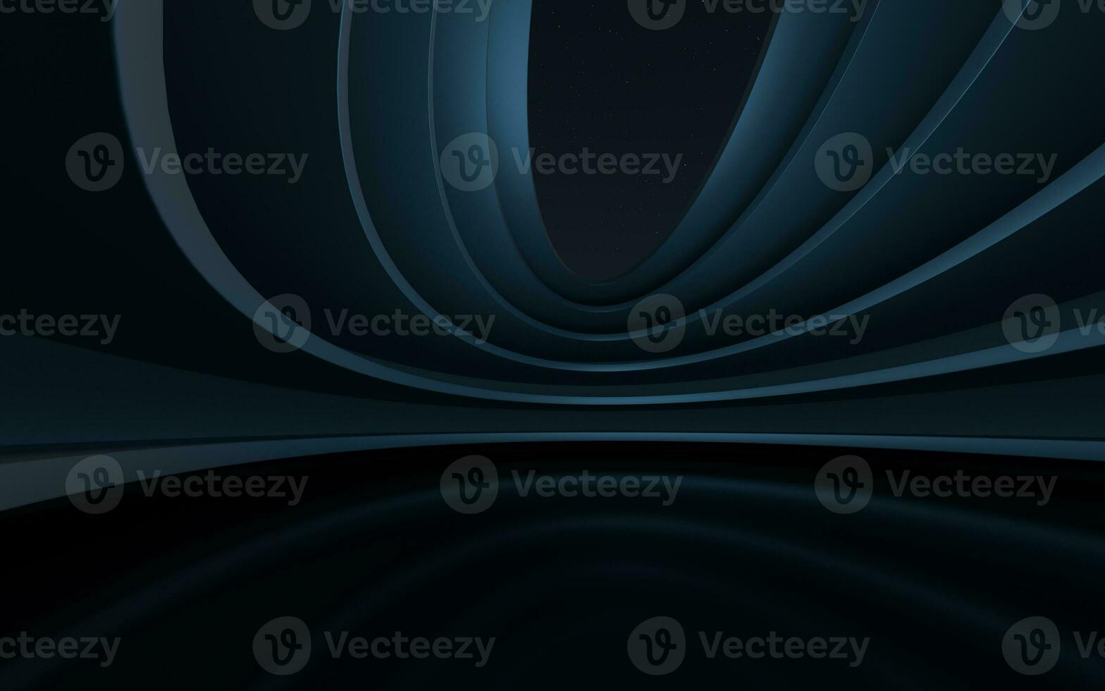 Round empty room with dark background, 3d rendering. photo