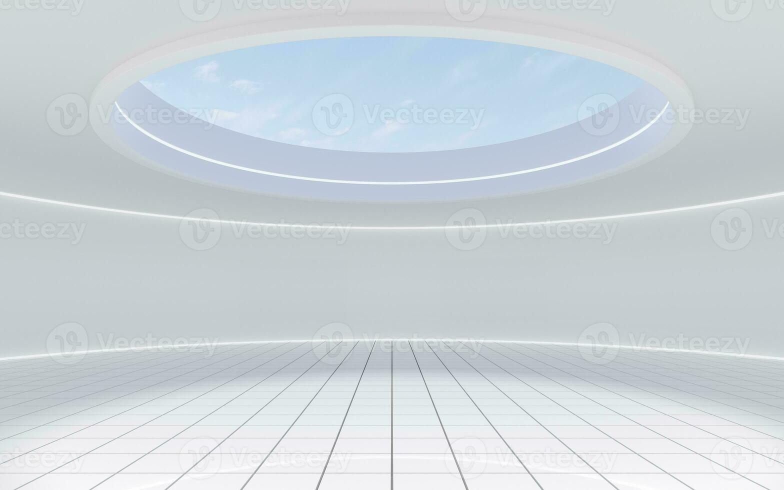 Empty round room with skylight, 3d rendering. photo