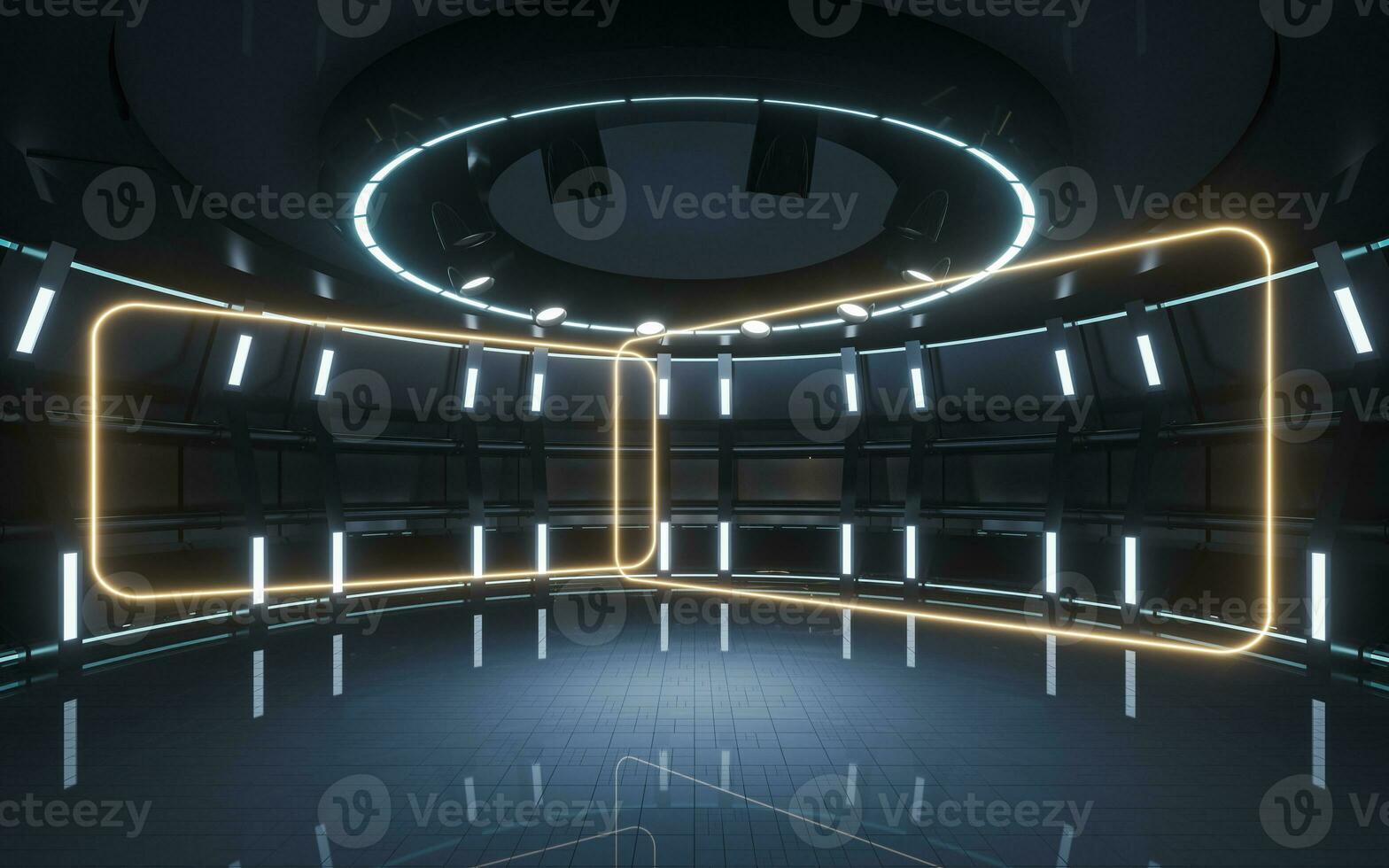 Empty room and spotlights, 3d rendering. photo