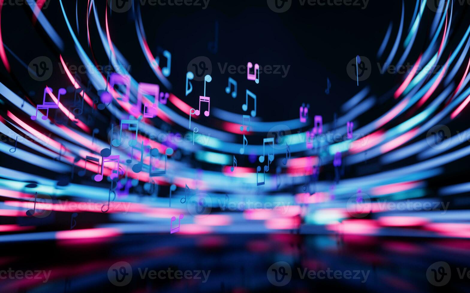 Music notes, musical tunes, 3d rendering. photo